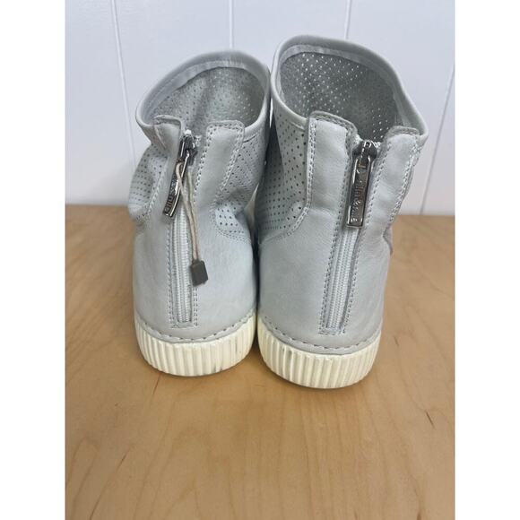 Nila & Nila Made in Italy Gray Leather Perforated Back Zip‎ Sneaker/Boot EU 40 - Picture 4 of 10
